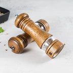 Wooden Salt and Pepper Grinder Set, 6.5 inch Rubber Wood Salt and Pepper Mills Set of 2 with Acrylic Visible Window & Adjustable Ceramic Rotor