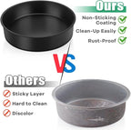 TeamFar 8 Inch Cake Pan, Round Baking Layer Cake Pan Set of 3, with Non-Stick Coating Stainless Steel Core for Birthday, Party, Wedding, Healthy & Heatproof, Release Easily & Easy Clean