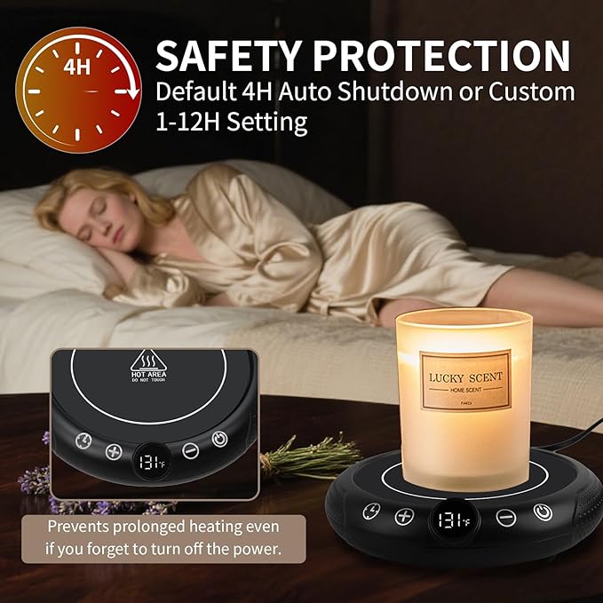 Coffee Mug Warmer, White Elephant Gifts for Adults, Electric Cup Warmer for Desk, Candle Warmer Plate 8-Temp Setting & 1-12H Timer, Stocking Stuffer for Women Men