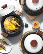 Ceramic Casserole/Clay Pot, 3L, Black, Nonstick, Heat Resistant, With Stainless Steel Lid