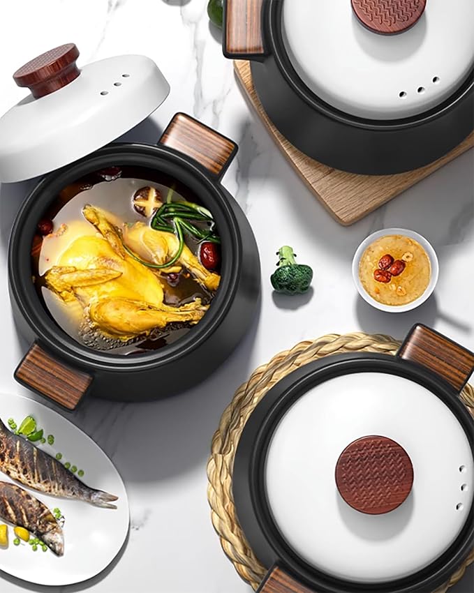 Ceramic Casserole with Lid, 5L, Black