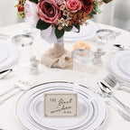 WDF 60PCS Silver Plastic Plates Disposable - Silver Plates Include 30 PCS 10.25inch Silver Dinner Plates and 30PCS 7.5inch Silver Salad Plates for Wedding & Party