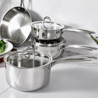 KEAWELL K3 Premium 3-Quart Tri-Ply Stainless Steel Saucepan with Lid, Induction & Oven Safe up to 600°F, Even Heating, Professional Cookware for All Stovetops (3-Qt)