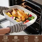 Bakeware Casserole Oven Dishes Baking - 3pcs Ceramic Rectangular Oven Serving Sets,（10.3/12.4/14.7）Stoneware Cookware Pan, Porcelain White Thanksgiving Ware for Cooking Lasagna (Red)