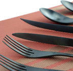 24-Piece Flatware Set,Extra Thick Heavy Duty - 18/10 Stainless Steel Cutlery Sets,High Matte Black Finish Silverware Flatware Sets Service for 4,Use for Home,Kitchen Utensil Sets