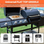 Griddle for Gas Grill- Stainless Steel Griddle, Flat Top Grill with Removable Grease Tray, Stove Top Griddle Pan for Charcoal Grill, Griddle Cooking Plate for Outdoor Grilling (17" x 13" x 2.2")