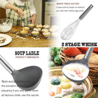 Silicone Kitchen Cooking Utensils Set with Stainless Steel Handle, Spatula Set Utensil Set, Cooking Utensil Set,Kitchen Tools Gadgets for Nonstick Cookware (11, Gray)