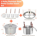 Pasta Pot With Strainer Basket,Large 4 Holes Pasta Pot with Insert for Cooking, Pot With Strainer Lid Stainless Steel for Home Kitchen