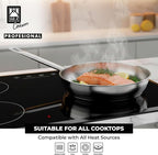 BRA COOKWARE Profesional 9-Piece Stainless Steel Cookware Set | Professional Pots & Pans Set | Kitchen Set w/ 2 Pots, 1 Sauté Pan, 3 Frying Pans, 3 Lids | All Heat Sources Compatible | PFOA Free