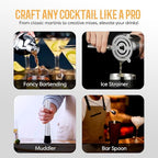 Cocktail Shaker Set Bartender Kit with 10 Bar Tools & Bamboo Stand – Martini Shaker, Jigger, Strainer, Muddler, Mixer Spoon, Pourers – Home Bar Set & Gift for Men (Silver)