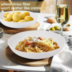 Salad Bowls 10inch Serving Bowls 65oz Large Salad Bowls Wheat Straw Bowls Set of 2 Wide and Shallow Plastic Salad Bowl for Kitchen Microwave & Dishwasher Safe.White