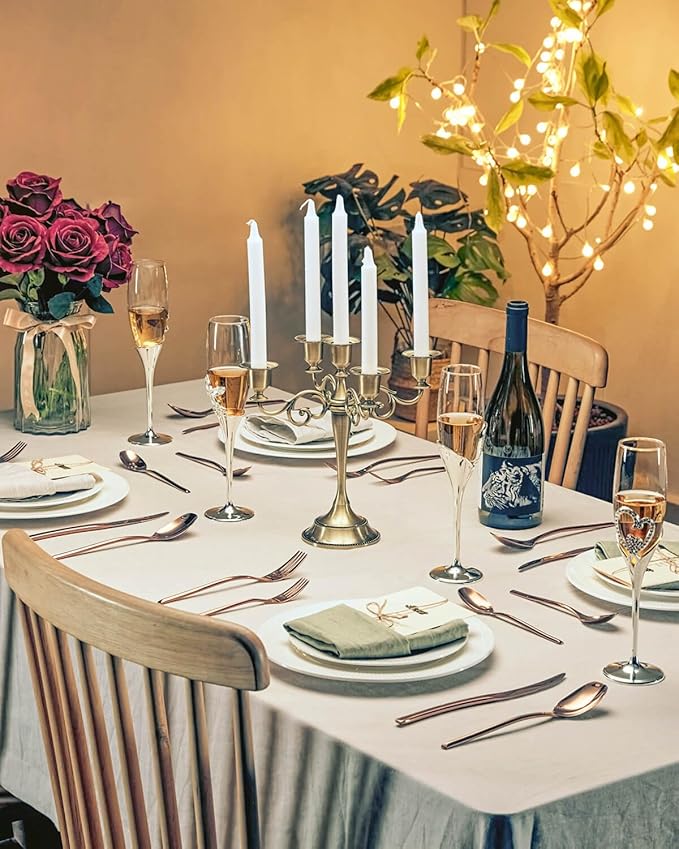 Lemeya 20-Piece Rose Gold Silverware Set for 4,Modern 18/10 Stainless Steel Flatware Set,Luxury Cutlery Set,Unique Utensils Set for Restaurant,Spoons and Forks Set,Mirror Polished,Dishwasher Safe