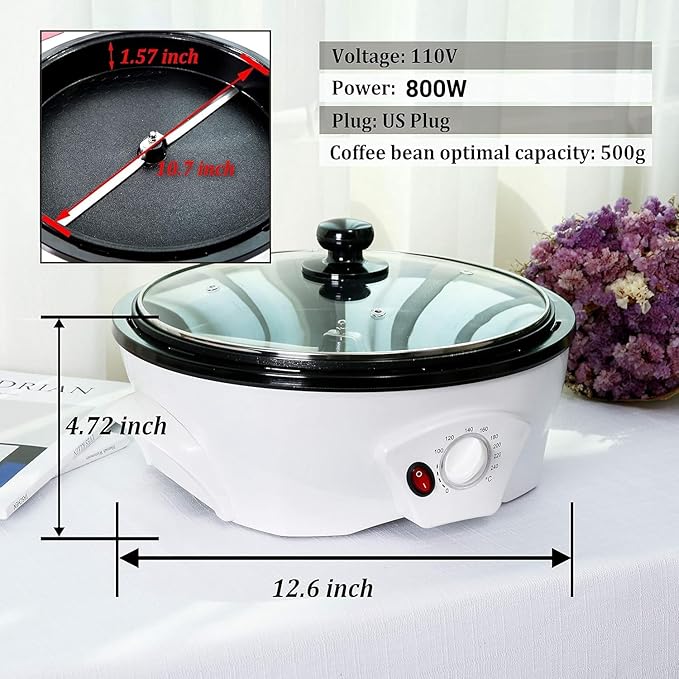 LUEUR Electric Coffee Roasters For Home Use,Coffee Bean Roaster Machine Coffee Bean Roaster For Stovetop, Countertop, Commercial Coffee Bean Roasting Machine 110V