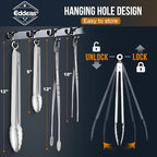 Tongs For Cooking - Heat Resistant 600 Degrees, All Metal Kitchen Tweezers Tongs, Heavy Duty Stainless Steel Cooking for Food, Grill, BBQ, Dishwasher safe Set of 4 (12" & 9in)