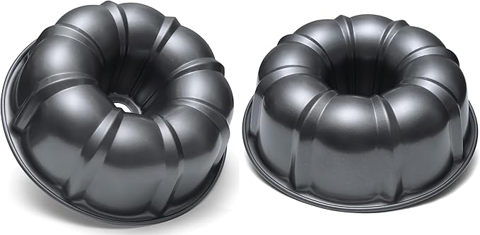 Carbon Steel 10 Inch Bundt Cake Pan Nonstick - Heavy Duty Tube Pan for Baking Pound Cake, 12 Cup Bundt Pans for Baking, Round Fluted Cake Pan Mold, Nonstick Bundt Cake Pans for Baking