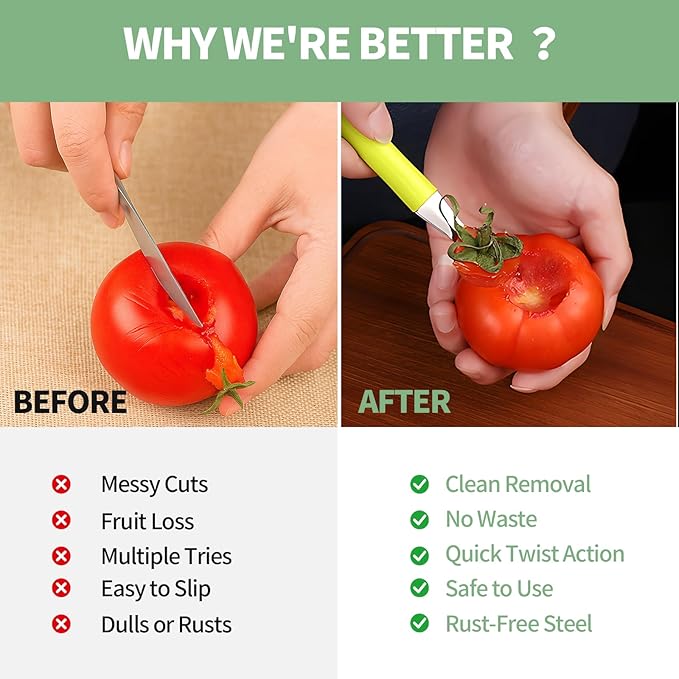 2 PCS Tomato Corer Tool,Strawberry Huller Stem Remover,Easy Fruit Stem Remover for Tomatoes, Strawberries,Vegetable and Fruit Kitchen Gadget
