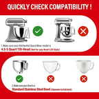 Pouring Shield for KitchenAid Tilt Head 4.5-5 QT (for Stainless Steel Bowls Only), for Kitchen aid Accessories and Attachments, Fully Enclosed Foldable Lid Mixer Bowl Cover, Not For Bowl Lift (Gray)