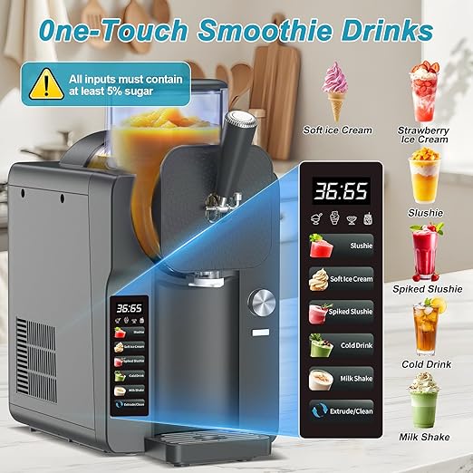 Ice Cream Maker, Slushie Machine for Home, Slushy Machine 70 oz Margarita Machine with 6 Preset Programs for Ice Cream, Frozen Yogurt or Gelato, Adjustable Thickness, Gray
