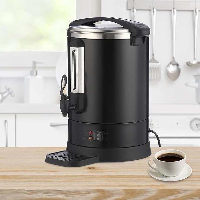 100 Cups Large Coffee Urn with Double Wall Insulation, 14L/3.8 Gallon Stainless Steel Commercial Electric Coffee Maker with Hot Drinks and Hot Water, for Weddings, Parties, Catering, and Buffets