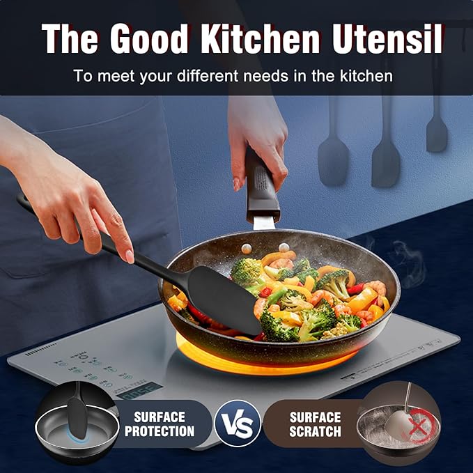 Walfos Mini Silicone Spatula Set of 3（600°F), Heat Resistant small Kitchen Silicone Spatulas, Strong Steel Core and One-Pieces Seamless Design, for Cooking Mixing & Baking,BPA Free & Dishwasher Safe