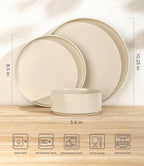 TheTerra Ceramic Dinnerware Sets for 8, 24 Pieces Handmade Reactive Glaze Plates and Bowls Set, Scratch Resistant Dish Set, Oven & Microwave & Dishwasher Safe, Matte White