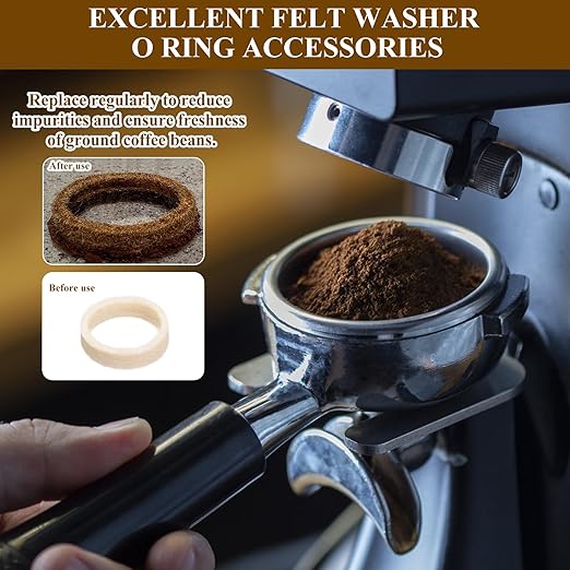 5pcs Felt Washer Replacement Compatible with Breville Espresso Machine Grinders, Wool Ring Gasket Espresso Machine Accessories for BES870 BES878 BES880 BES980 BES990 BCG600 BCG820 Models