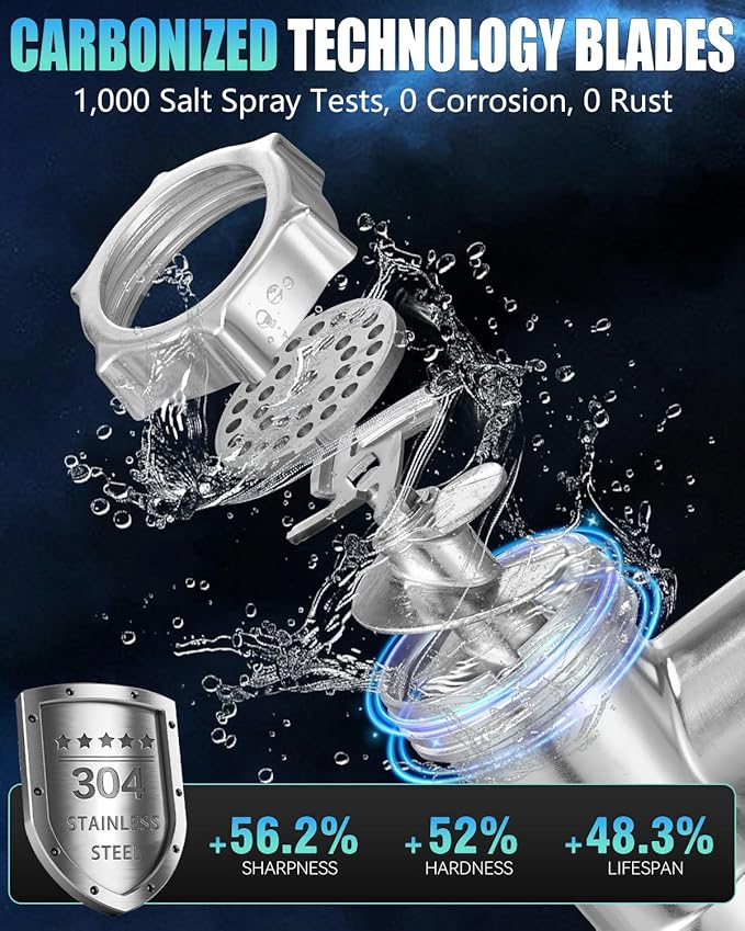 5.0 Upgrader Electric Meat Grinde 【NO.1 Germany 3500W Super Motor】【SGS Certified SUS304 Blade & Plate】3-Second Fast Meat Grinding, Perfect For Meat Grinders For Home Use-N (Black N1)