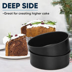 E-far 9½ x 3 Inch Cake Pan Set of 2, Nonstick Stainless Steel Round Cake Pans Tin for Baking Birthday Wedding Layer Cakes, Stainless Steel Core & Non-toxic Coating, Deep & Straight Side