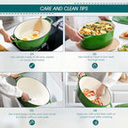 vancasso Enameled Cast Iron Dutch Oven, 9.3 Quart Dutch Oven Pot with Lid, Oval Dutch Oven Cast Iron Pot with Non Stick Enamel Coating for Bread Baking