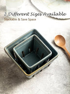 Gomakren Ceramic Berry Basket Set of 2, Square Fruit Bowls with Holes, Fruit Basket Containers for Kitchen, Cute Strawberry Basket for Berries, Grape, Cherry, Slate Blue