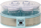 Studio 54 Yogurt Maker Machine with 7 Reusable Glass Jars (6oz Each), Probiotic Greek Yogurt Maker with Precise Time & Temperature Controls, Retro Blue Digital Yogurt Maker