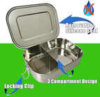 UPTRUST Leak Proof Stainless Steel Bento Lunch Container, (47OZ/1400ML) Metal Bento Lunch Box for Kids or Adults, 3 Compartment Packing Box for Work Lunch