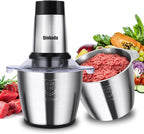 Food Processor, 2 Stainless Steel Bowls, 14Cup, 500W Powerful Electric Meat Grinder, 3 Speed Modes 4 Bi-Level Blades for Onion, Meat, Nuts, Fruit, Garlic, Vegetable, Baby Food