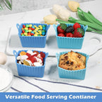 Koluti Nonstick Silicone Egg Bites Baking Mold Pack of 4, Reusable Muffin Cupcake with Double Handle, BPA Free, Small Rectangle Air Fryer Cupcakes Liner, 2 Colors