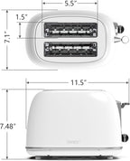 Toaster 2 slice,Retro Stainless Steel Toaster with 6 Settings, 1.5 In Extra Wide Slots, Bagel/Defrost/Cancel Function, Removable Crumb Tray (White)