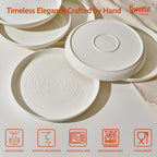 Sweese Porcelain Dinner Plates Set of 6, 10.5 Inch Dish Set - Dishwasher, Microwave, Oven Safe, Scratch Resistant, Kitchen Serving Dishes - White