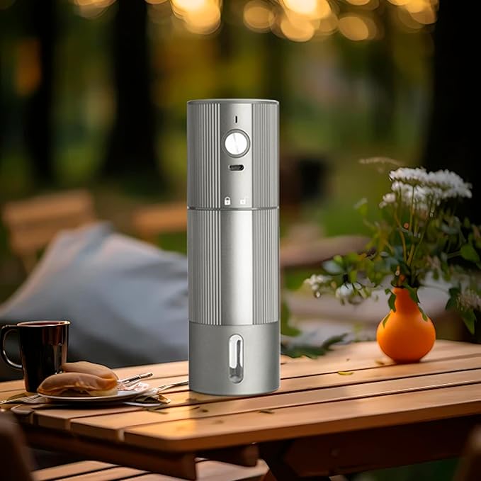 Portable Coffee Grinder Electric Burr Coffee Grinder with 45 Adjustable Settings, Rechargeable Coffee Grinders for Espresso, Travel, Camping and Office (Silver)