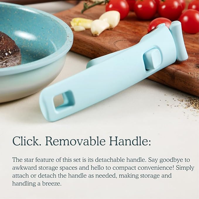 Ombré Titanium Ceramic Cookware Set Non Toxic – 8 Pcs Non Stick Pots and Pans Set with Removable Handles, Magnetic Lid & Wooden Spatula for Cooking – Oven & Dishwasher Safe (Lavender)