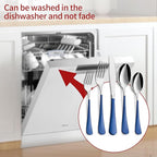 Colorful Silverware Set 20 Piece 18/0 Stainless Steel Flatware Sapphire Blue Handle Cutlery Set Service for 4 Fork Knife Spoon Set Mirror Finish Dishwasher Safe