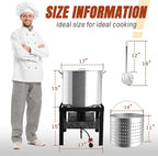 50QT Crawfish Boiler Kit, Waterproof Cover & 12-inch Skimmer, 110,000BTU Propane Burner Stove, 0-20PSIG Regulator, Aluminum Seafood Boil Pot, Crab Boil Pot with Basket