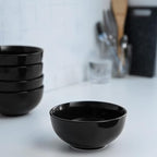 KooK Soup Bowls, Cereal Bowl, Ceramic, Bowls for Kitchen, Microwave, Dishwasher and Freezer Safe, Porcelain Dishes for Pasta, Salad, Oatmeal, Deep Interior, 20 oz, Set of 6, (Black)