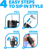 Cirkul 40oz Stainless Steel Insulated Tumbler Bundle in Carbon – Includes Flavor Cartridge Drink Mix Variety Pack, Zero Calories, No Sugar