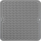 Silicone Dish Drying Mat for Multiple Usage,Easy clean,Eco-friendly,Heat-resistant Silicone Mat for Kitchen Counter or Sink,Refrigerator or Drawer liner Grey M 12 inches x 12 inches
