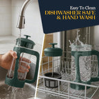 ESPRO P3 French Press Coffee Maker – Patented Double Micro-Filter for Grit-Free Brew, Heat Resistant thicker Borosilicate Glass Coffee press – Green (32 oz)