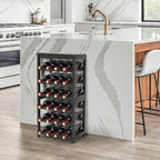 24 Botttle Wine Rack Freestanding Floor, 6 Tier Wine Rack Shelf with Table Top, Bamboo Wine Rack, Wine Storage Shelves Kitchen Bar Dining Room Living Room - Dark Brown