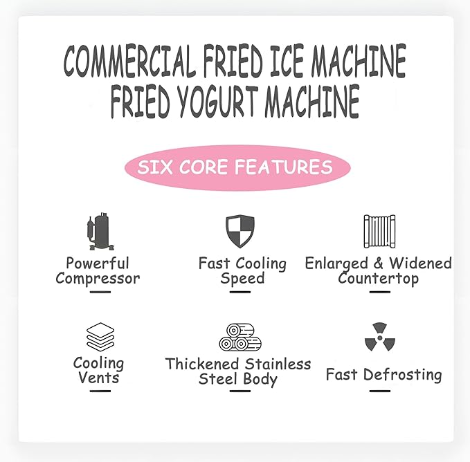 2.8KW Fried Yogurt Cream Machine Stainless Steel Commercial Rolled Ice Cream Maker 18" x 18" Square Stir-Fried Ice Cream Pan Double Pan Commercial Ice Roll Maker with 10 Boxs