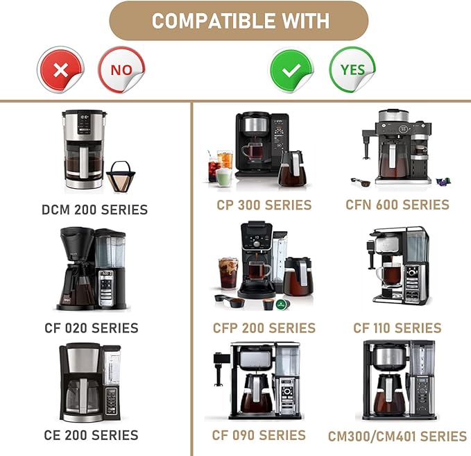 12 Cup Coffee Maker Carafe Replacement Pot Compatible with Ninja Coffee Maker CFP101 CFP201 CFP301 CFN601 CM401 CFP200 CFP250A CFP300 CFP305 CFP307 CFN602 CM400 CM401 CF090 CF091 CF092