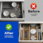 6 Pack Bamboo Drawer Dividers with 12 Inserts Expandable Adjustable 17" to 22" Drawer Organizers Separators for Kitchen, Bedroom, Home, Clothes, Dressers, Office