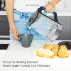 Aiwa 2 Liter Electric Water Kettle, 8.4 Cups Fast Hot Water Boiler, Glass Tea Kettle, with Blue LED Interior, Cordless Serving, Auto-Shutoff & Boil-Dry Protection, Black