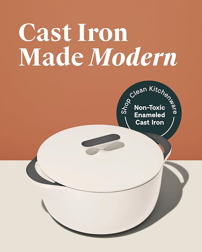 Caraway Enameled Dutch Oven - 6.5 qt Cast Iron Dutch Oven With Lid - 3 Layer Enamel Coating - No Seasoning Required - Compatible With All Stovetops - Oven Safe - No Forever Chemicals - Rust